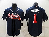 Braves 1 Ozzie Albies Navy Nike Cool Base Jersey,baseball caps,new era cap wholesale,wholesale hats